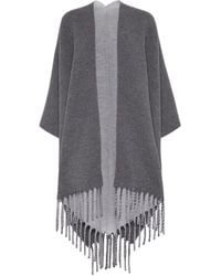 Brunello Cucinelli - Wool-Cashmere Reversible Poncho - Lyst