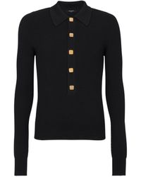 Balmain - Wool Long-sleeve Polo Shirt - Lyst