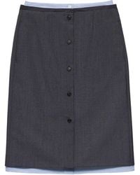 Prada - Wool-Mohair Layered Midi Skirt - Lyst