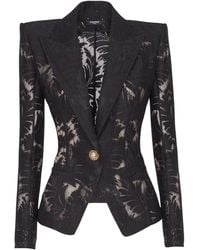 Balmain - 1-Button Fitted Lace Jacket - Lyst