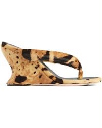 Balenciaga - Calf Hair Gaeta Thong Wedge Sandals 90 - Lyst