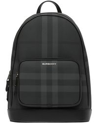 Burberry - Check Leather-trimmed Backpack - Lyst
