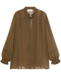 Marina Rinaldi - Silk Tie-Neck Blouse - Lyst