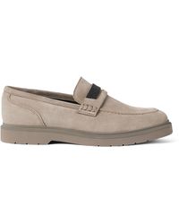 Brunello Cucinelli - Suede Monili Penny Loafers - Lyst