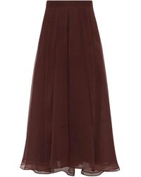 Brunello Cucinelli - Silk Panelled Circle Skirt - Lyst