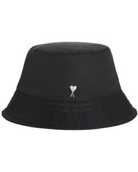 Ami Paris - Cotton Logo Embroidered Bucket Hat - Lyst