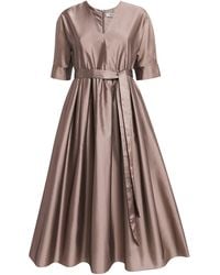 Max Mara - Satin Belted Midi Dress - Lyst