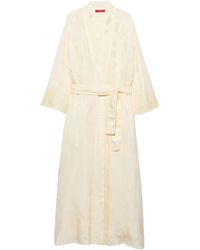 MAX&Co. - Satin Floral Belted Coat - Lyst