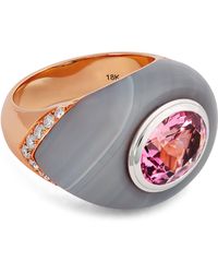 Emily P. Wheeler - Mixed Gold, Diamond, Tourmaline And Agate Chubby Ring - Lyst