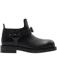 Burberry - Leather Saddle Ankle Boots - Lyst