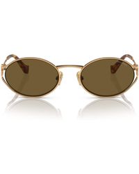 Miu Miu - Metal Oval Mu52Ys Sunglasses - Lyst