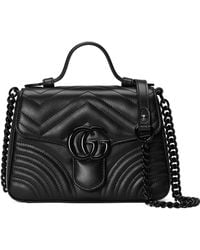 Gucci - Mini Leather Gg Marmont Top-handle Bag - Lyst