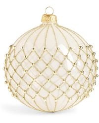 Harrods - Glass Glitter Criss-Cross Bauble - Lyst