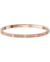 Cartier - Small Rose Gold And Diamond-paved Love Bracelet - Lyst