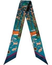 Aspinal of London - Skinny Silk Woodland Scarf - Lyst