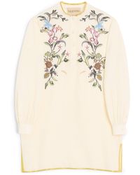 Valentino - Linen Embroidered Mini Dress - Lyst