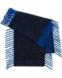 Burberry - Logo Embroidered Fringed Happy Scarf - Lyst