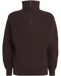Officine Generale - Merino Wool Quarter-Zip Ribbed Sweater - Lyst