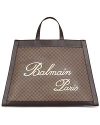 Balmain - Canvas-leather Olivier's Cabas Tote Bag - Lyst