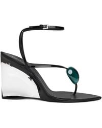 Alaïa - Leather Invisible Jewel Wedge Sandals 90 - Lyst