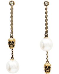 Alexander McQueen - Faux Pearl And Skull Earrings - Lyst
