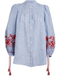 Weekend by Maxmara - Linen Striped Embroidered Shirt - Lyst