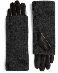 AllSaints - Leather Cuffed Zoya Gloves - Lyst