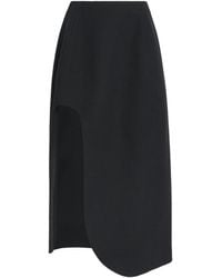 Jil Sander - Wool Sablé Midi Skirt - Lyst