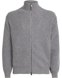Canali - Wool-Cashmere High-Neck Zip-Up Cardigan - Lyst