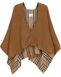 Burberry Icon Stripe Wool Cape - Brown