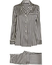 Olivia Von Halle - Silk Striped Lila Pyjama Set - Lyst