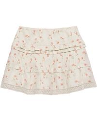 Prada - Linen-Cotton Floral Print Mini Skirt - Lyst