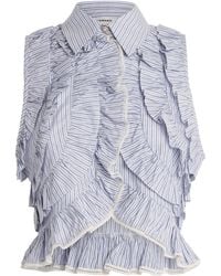 Sandro - Cotton Stripe Ruffled Shirt - Lyst