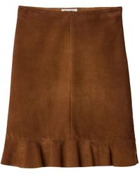 Miu Miu - Waxed Suede Midi Skirt - Lyst
