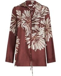 Brunello Cucinelli - Silk Floral Hooded Shirt - Lyst