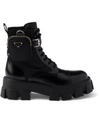 Prada - Leather & Re-Nylon Monolith Boots - Lyst