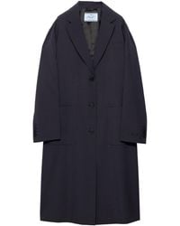 Prada - Single-Breasted Light Wool Coat - Lyst