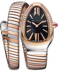BVLGARI - Stainless Steel, Rose And Diamond Serpenti Tubogas Watch - Lyst
