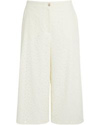 Marina Rinaldi - Cotton Broderie Anglaise Trousers - Lyst