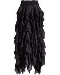 Balmain - Silk Ruffled Maxi Skirt - Lyst