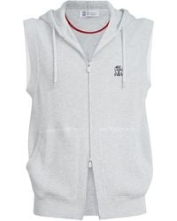Brunello Cucinelli - Cotton Rib-Knit Sleeveless Hoodie - Lyst