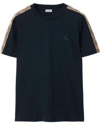 Burberry - Cotton Check-Trim Slim T-Shirt - Lyst