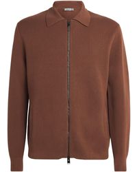 Canali - Cotton-Blend Zip-Up Cardigan - Lyst