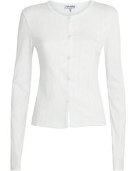 Ganni - Organic Cotton Pointelle Cardigan - Lyst