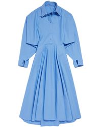 Balenciaga - Cotton Poplin Midi Shirt Dress - Lyst