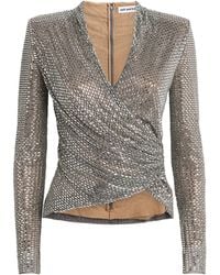 Self-Portrait - Rhinestone-Embellished Wrap Top - Lyst