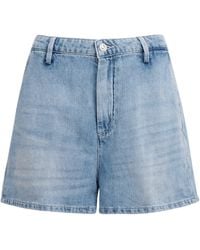 7 For All Mankind - Cotton-Linen Mid-Rise Shorts - Lyst