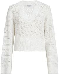 Brunello Cucinelli - Linen-Blend Dazzling Sweater - Lyst