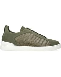 ZEGNA - Crocodile Leather Triple Stitch Secondskin Sneakers - Lyst