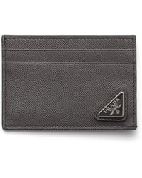 Prada - Saffiano Leather Money Clip Card Holder - Lyst